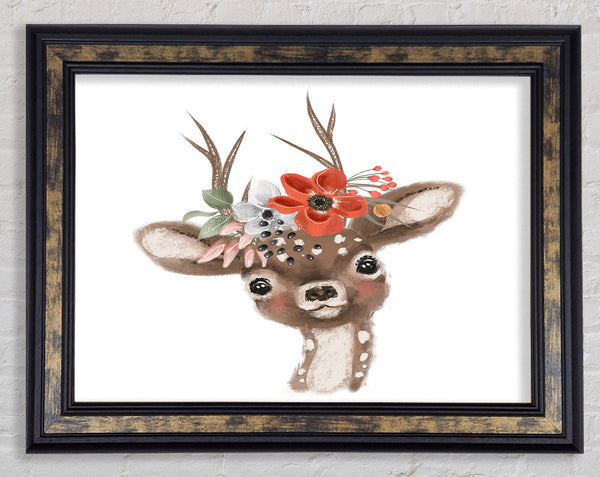 The Little Floral Deer Framed Print