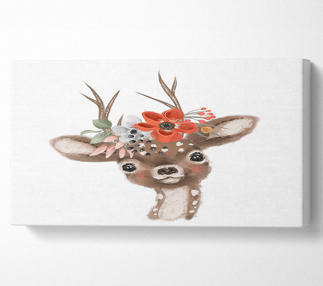  A Canvas Print of The Little Floral Deer Canvas Wall Art