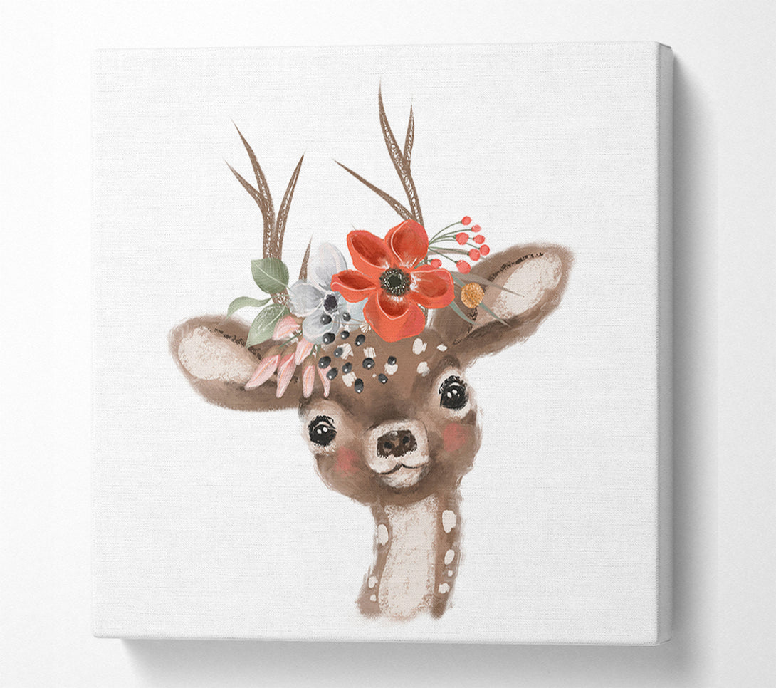  A Canvas Print of The Little Floral Deer Canvas Wall Art