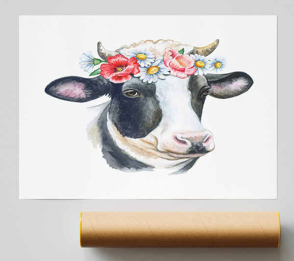 Flower Girl Cow Poster