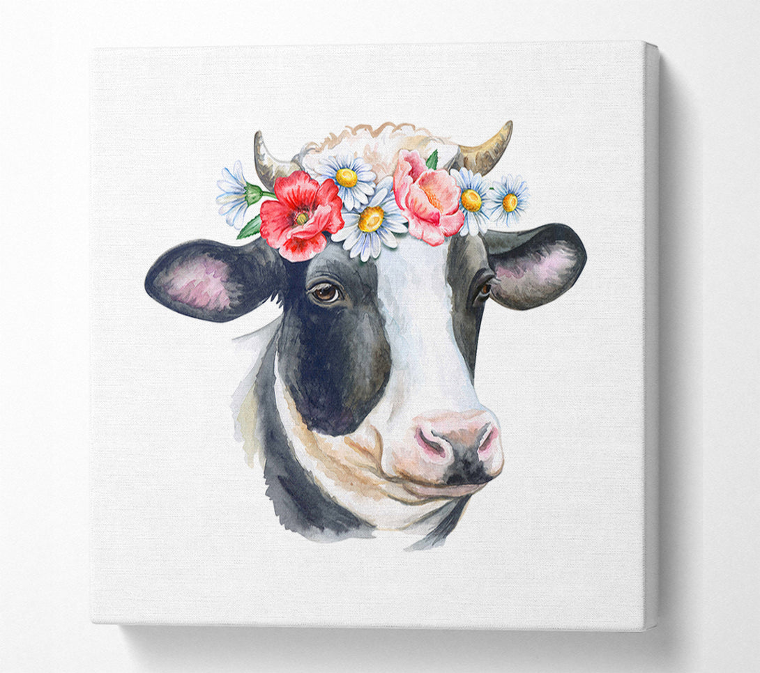  A Canvas Print of Flower Girl Cow Canvas Art