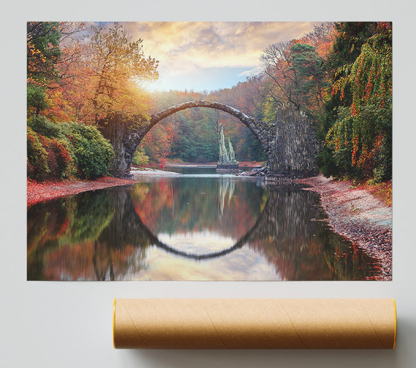 Semi Circle Bridge Over The River Print