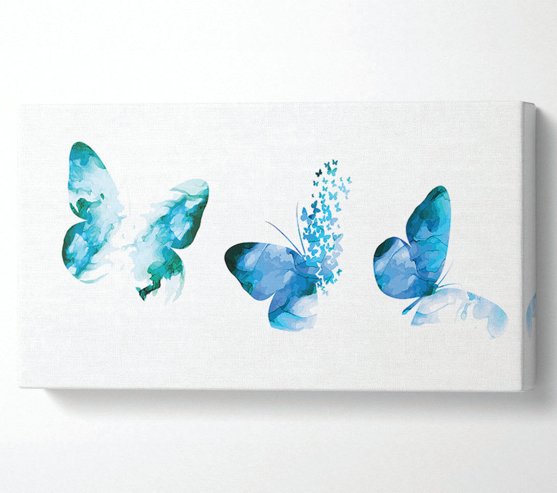  A Canvas Print of A Trio Of Blue Butterflies Canvas Print