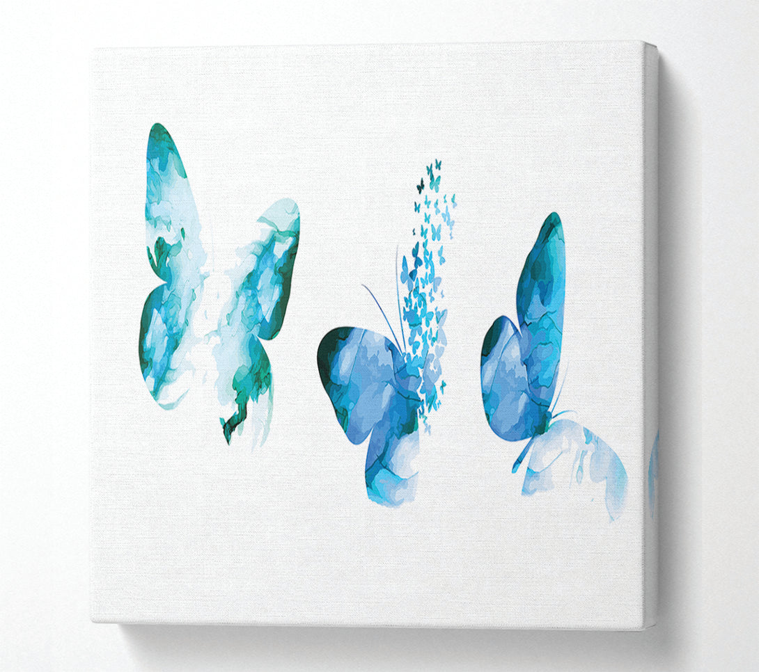  A Canvas Print of A Trio Of Blue Butterflies Canvas Print