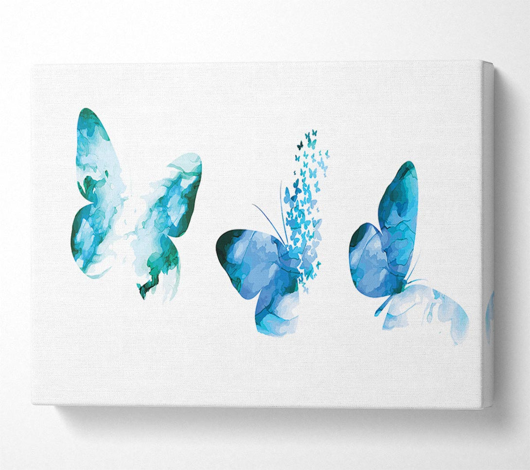  A Canvas Print of A Trio Of Blue Butterflies Canvas Print