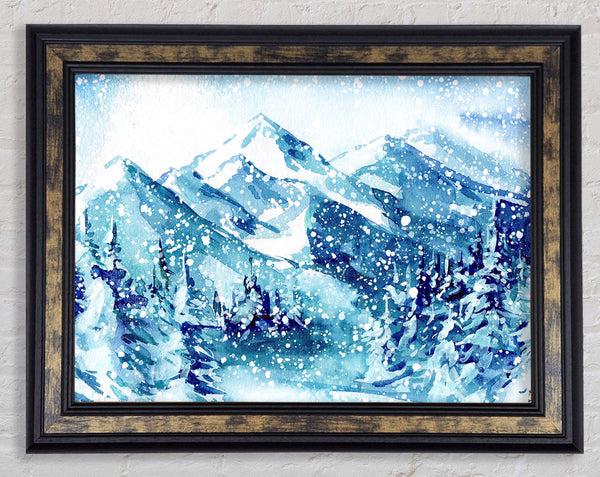 Snowy Mountains Bliss Framed Print