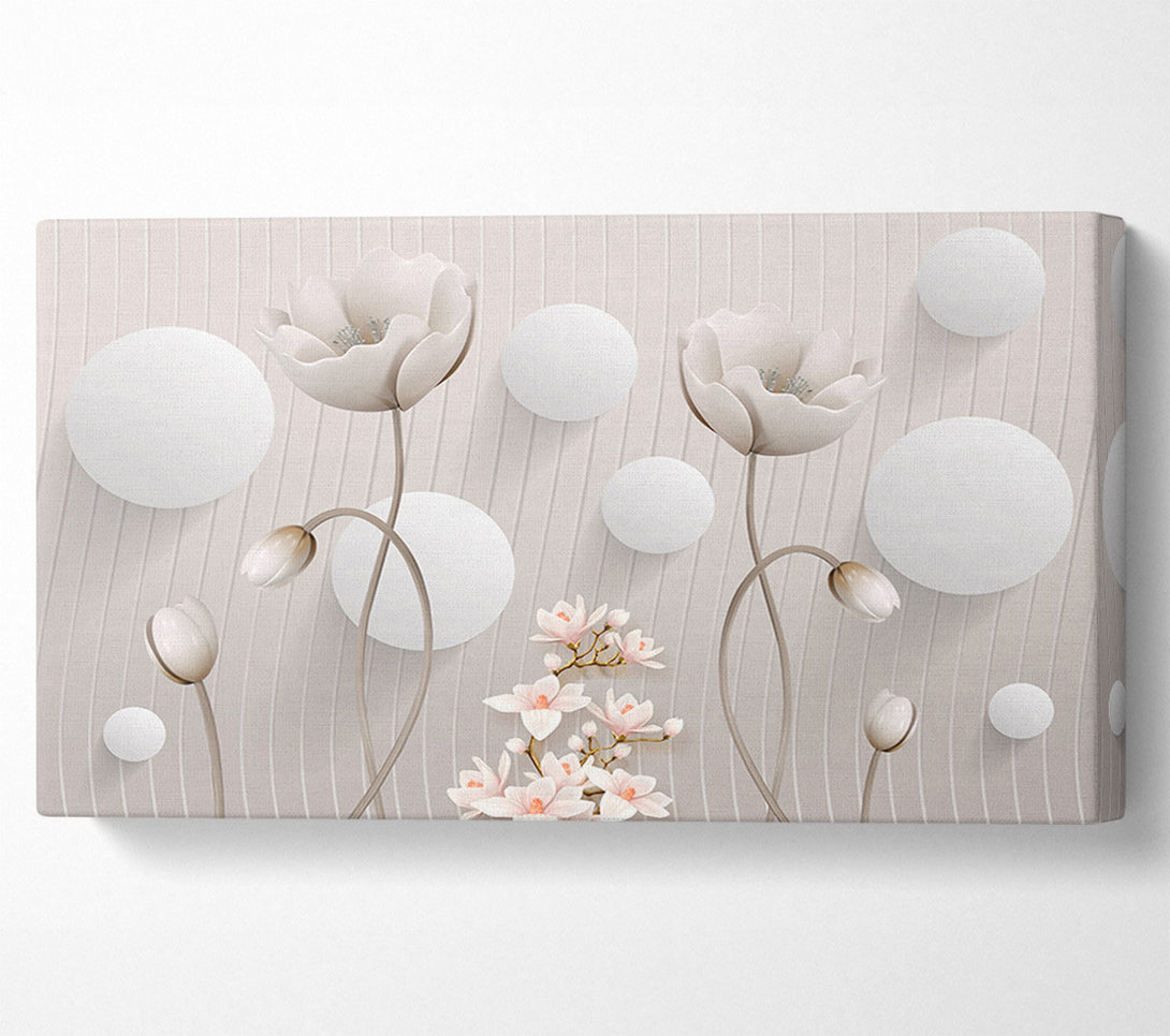  A Canvas Print of White Flower Circles Canvas Print