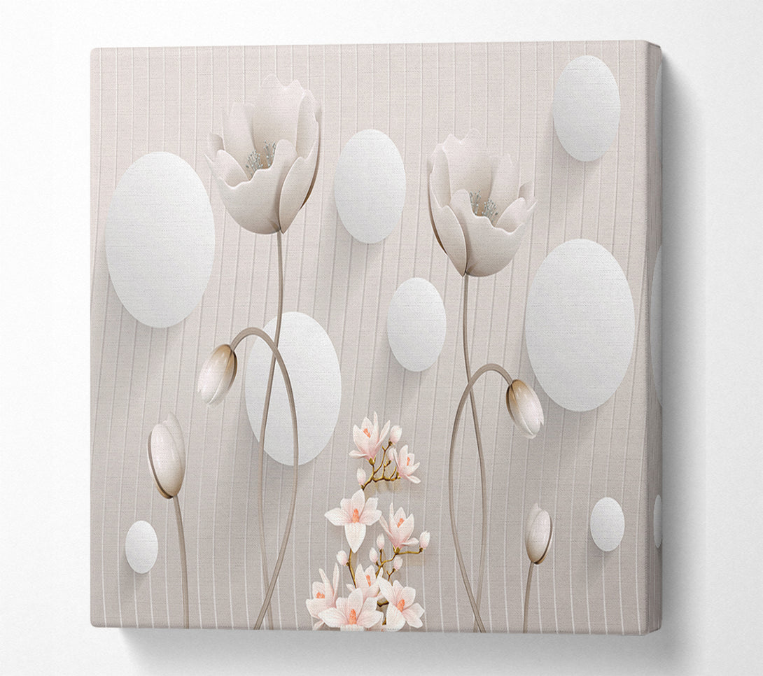  A Canvas Print of White Flower Circles Canvas Print