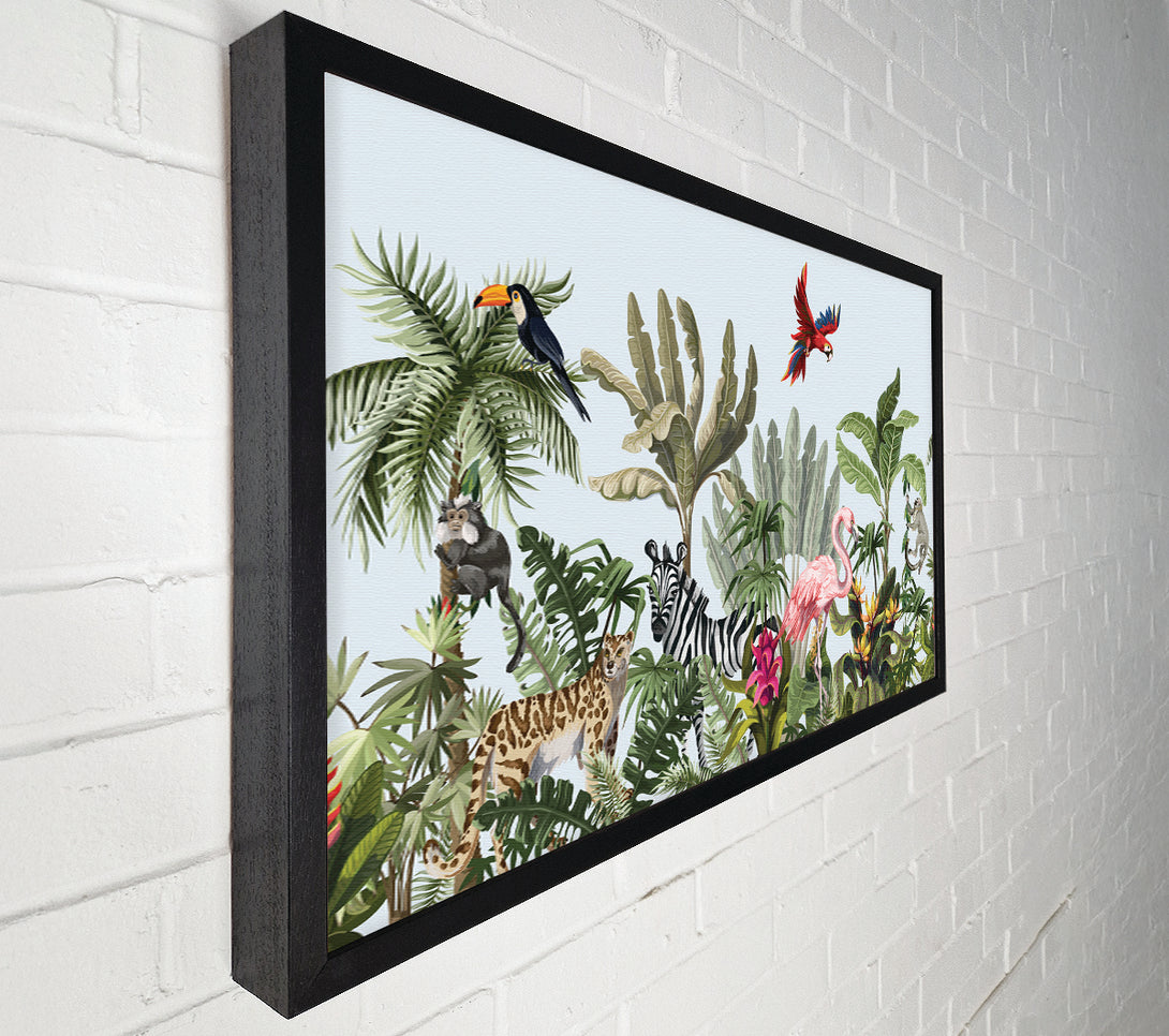  A Canvas Print of Jungle Paradise Animals Canvas Wall Art