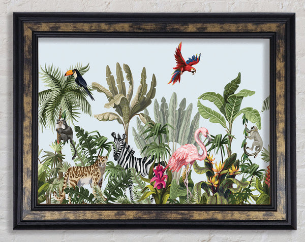 Jungle Paradise Animals Framed Print