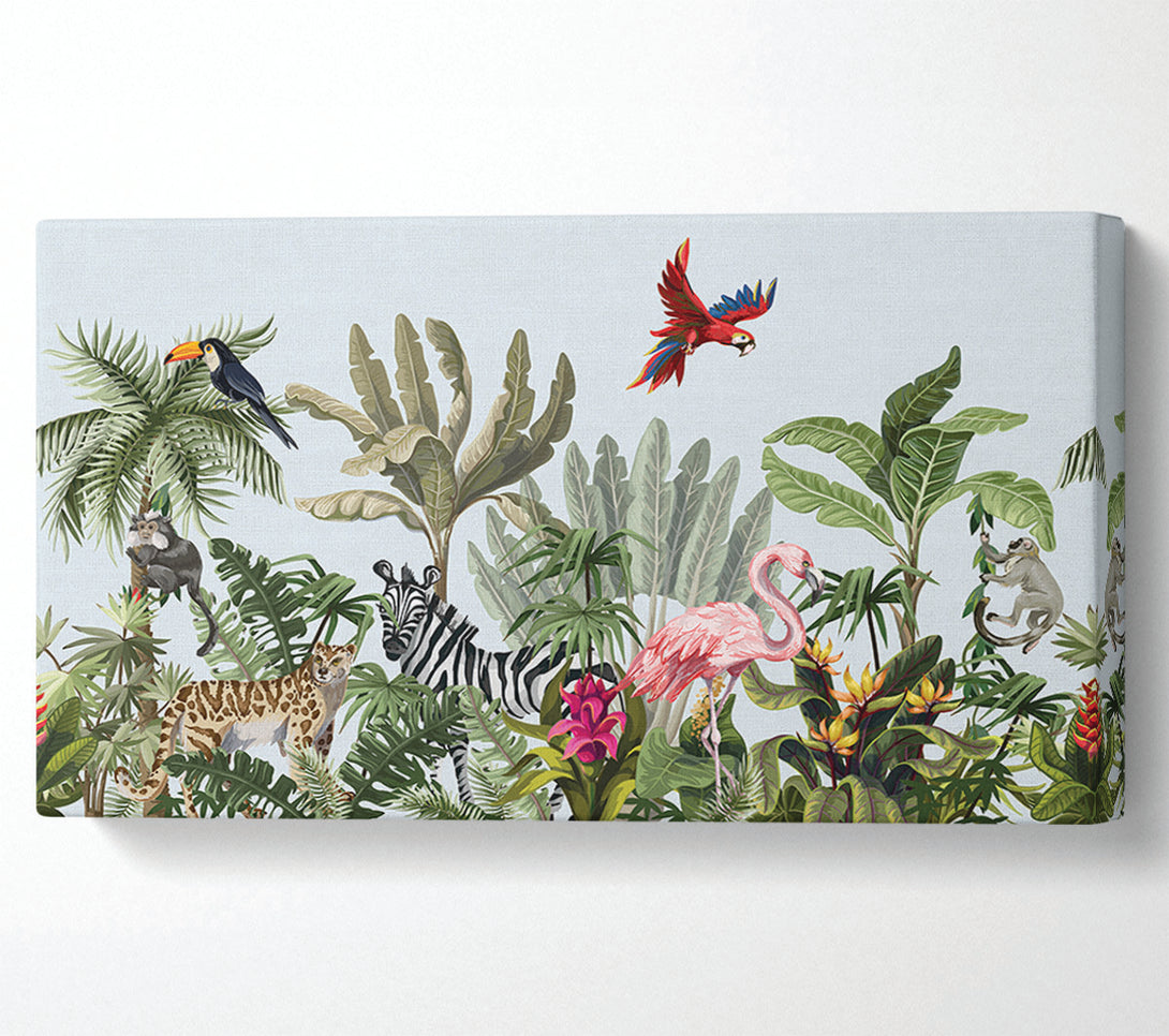  A Canvas Print of Jungle Paradise Animals Canvas Wall Art