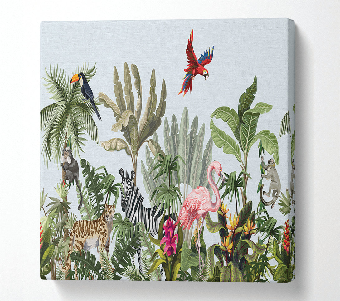  A Canvas Print of Jungle Paradise Animals Canvas Wall Art