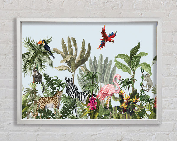Jungle Paradise Animals Framed Print