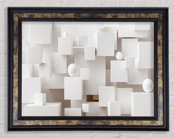 Cubes And Spheres White Framed Print