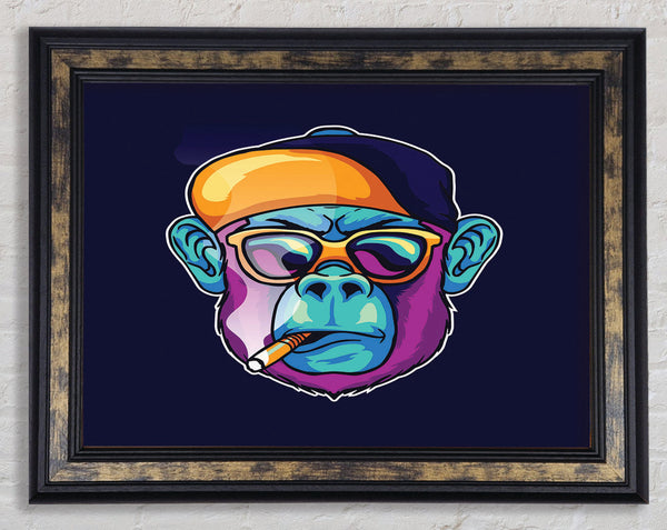 Gorilla Smoking Hat Framed Print