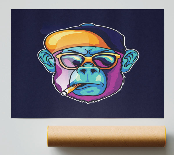 Gorilla Smoking Hat Poster