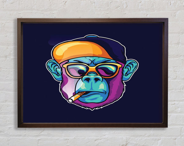 Gorilla Smoking Hat Framed Print