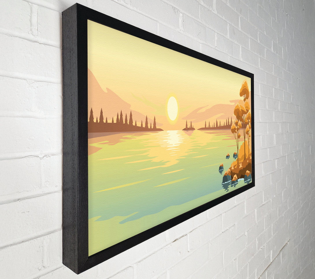  A Canvas Print of The Sun Sets On The Lake Canvas Wall Art