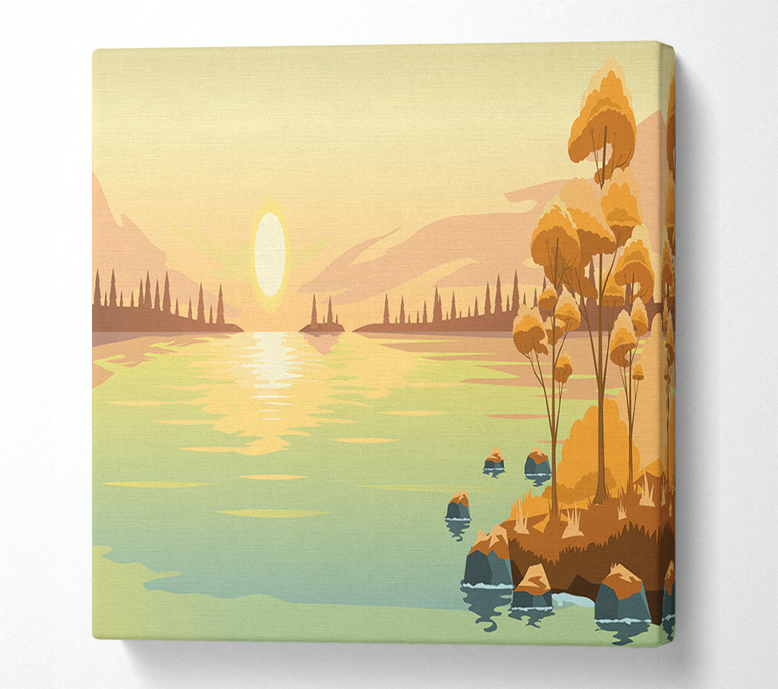  A Canvas Print of The Sun Sets On The Lake Canvas Wall Art