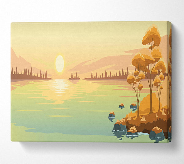  A Canvas Print of The Sun Sets On The Lake Canvas Wall Art