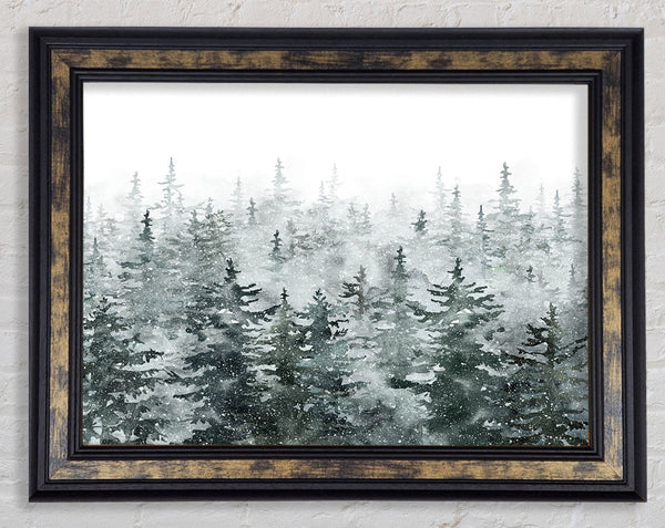 Snowy Top Trees Winter Framed Print