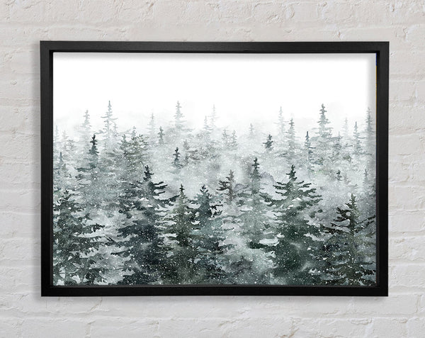 Snowy Top Trees Winter Framed Print