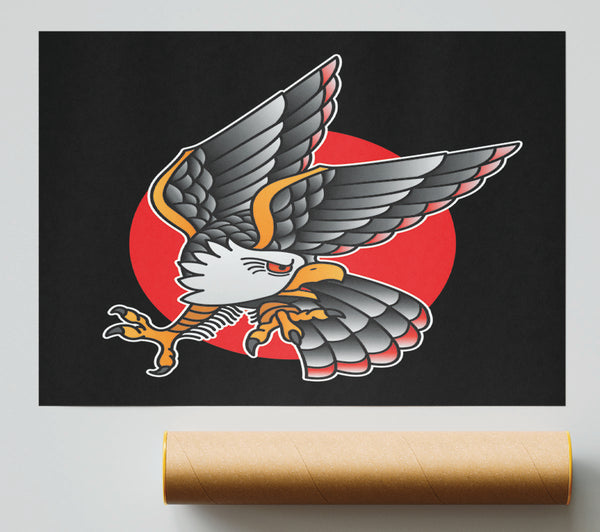 Tattoo Eagle Sun Print