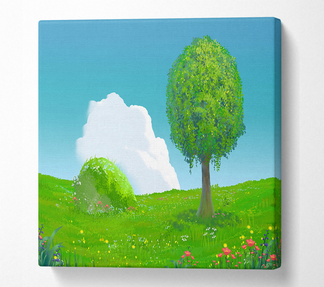  A Canvas Print of The Round Tree Summer Skies Canvas Wall Art
