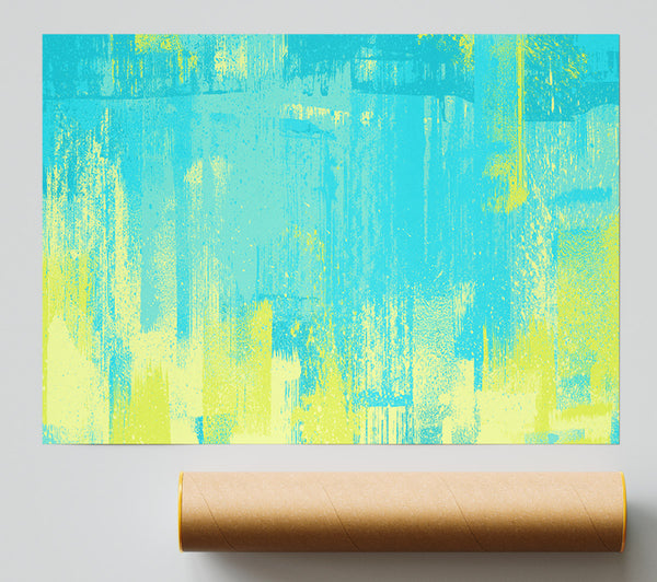 Vivid Blue Aqua Paint Poster