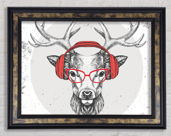 The Stag Headphones Framed Print