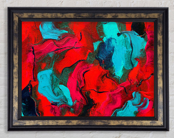 The Red And Blue Splodge Framed Print