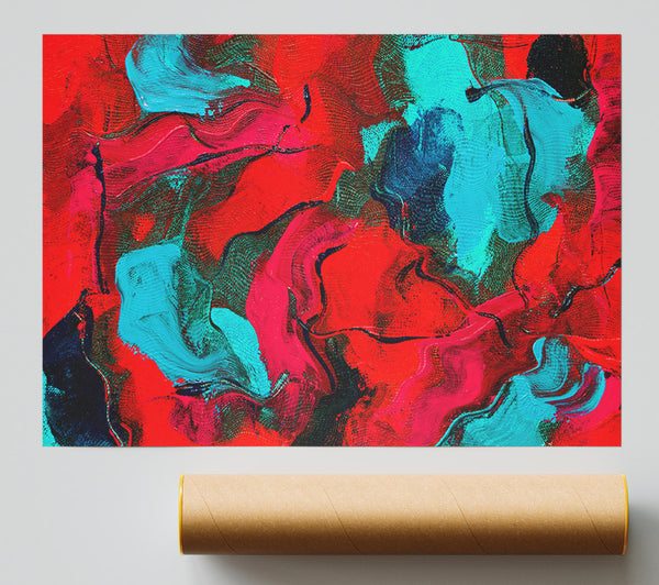 The Red And Blue Splodge Print
