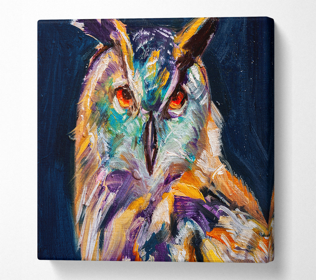  A Canvas Print of The Vivid Owl Stare Canvas Print