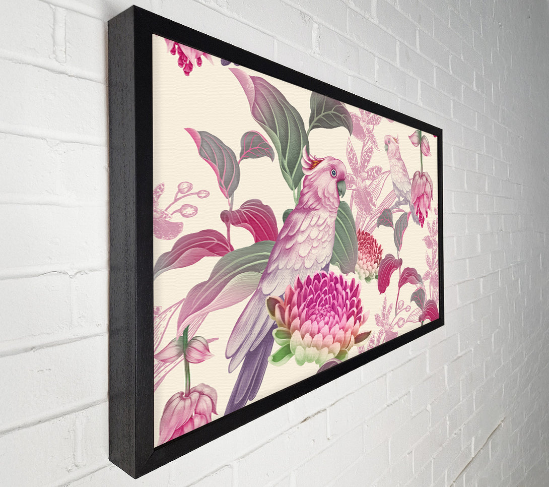  A Canvas Print of The Parrot Is Of Floral Pattern Canvas Art