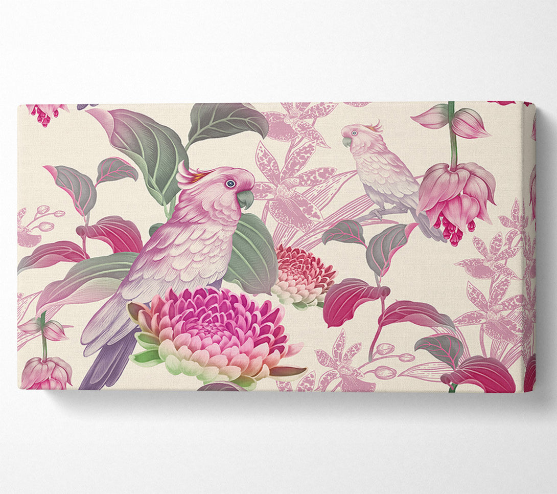  A Canvas Print of The Parrot Is Of Floral Pattern Canvas Art