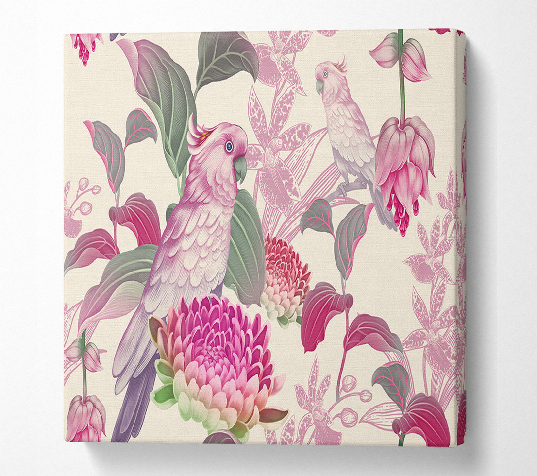  A Canvas Print of The Parrot Is Of Floral Pattern Canvas Art