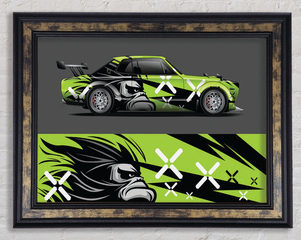 The Green Race Car Framed Print