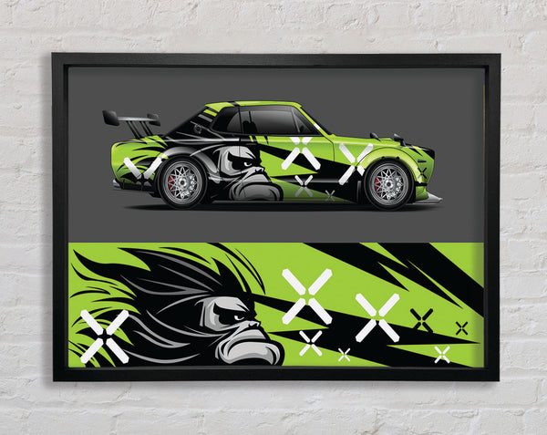 The Green Race Car Framed Print