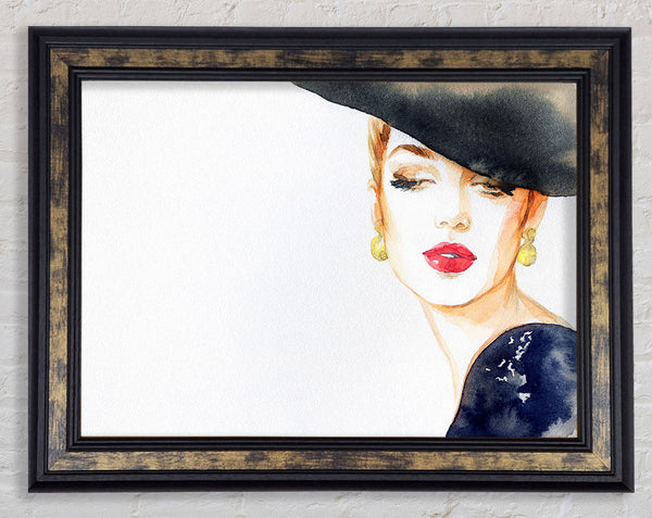 Woman In A Hat Beauty Framed Print