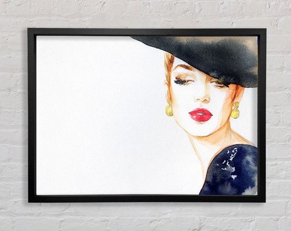 Woman In A Hat Beauty Framed Print