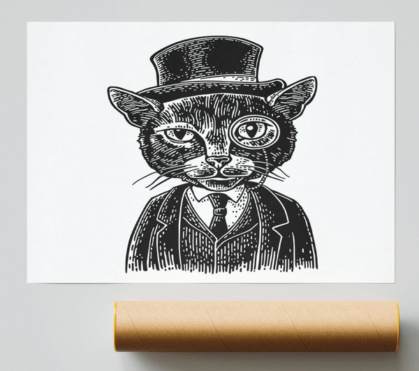 The Top Cat Monocle Giclee Print