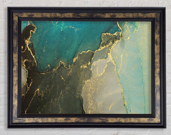 Glitter Shimmer Teal Framed Print