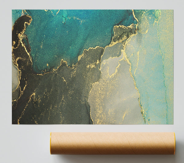 Glitter Shimmer Teal Poster