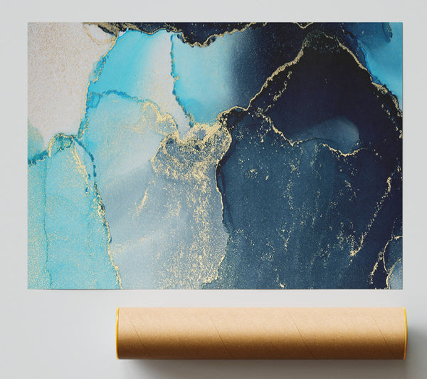 Gold Glitter Aqua Giclee Print