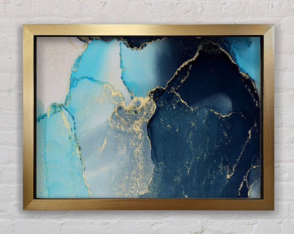 Gold Glitter Aqua Framed Print