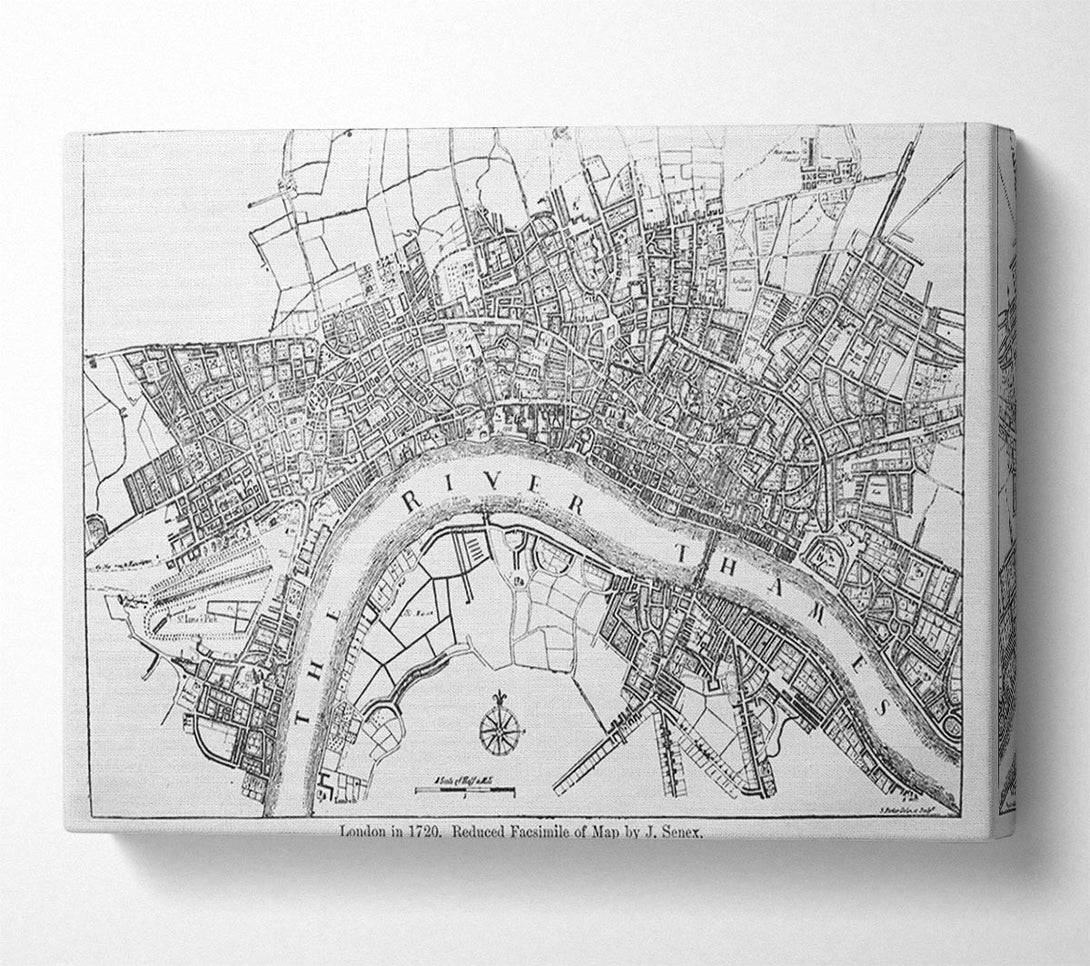  A Canvas Print of Map Of The River Thames Canvas Print