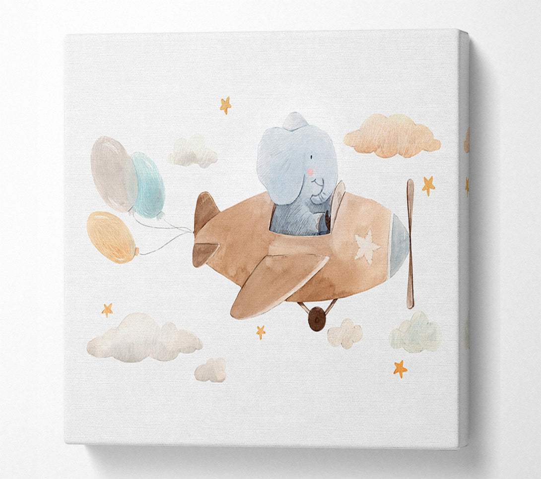  A Canvas Print of Elephant Riding Plane Canvas Art