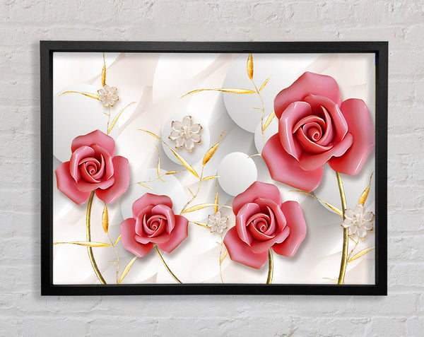 Pink Roses Pop Framed Print