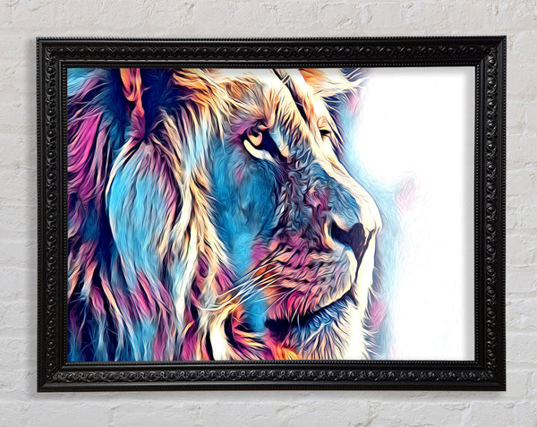 Cool Blues Lion Framed Print