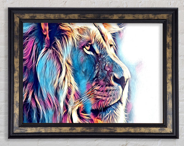 Cool Blues Lion Framed Print